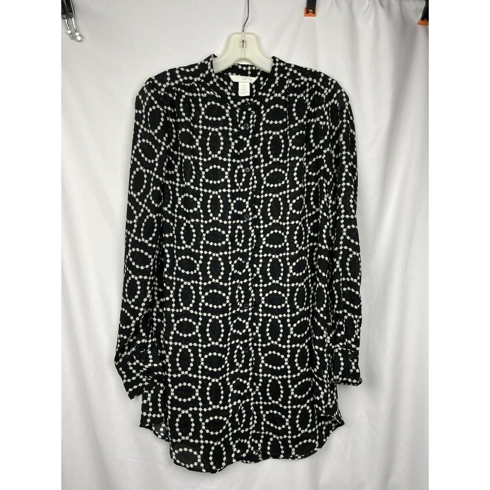 Black & White Patterned Sheer Long Sleeve Top H&M Size XS